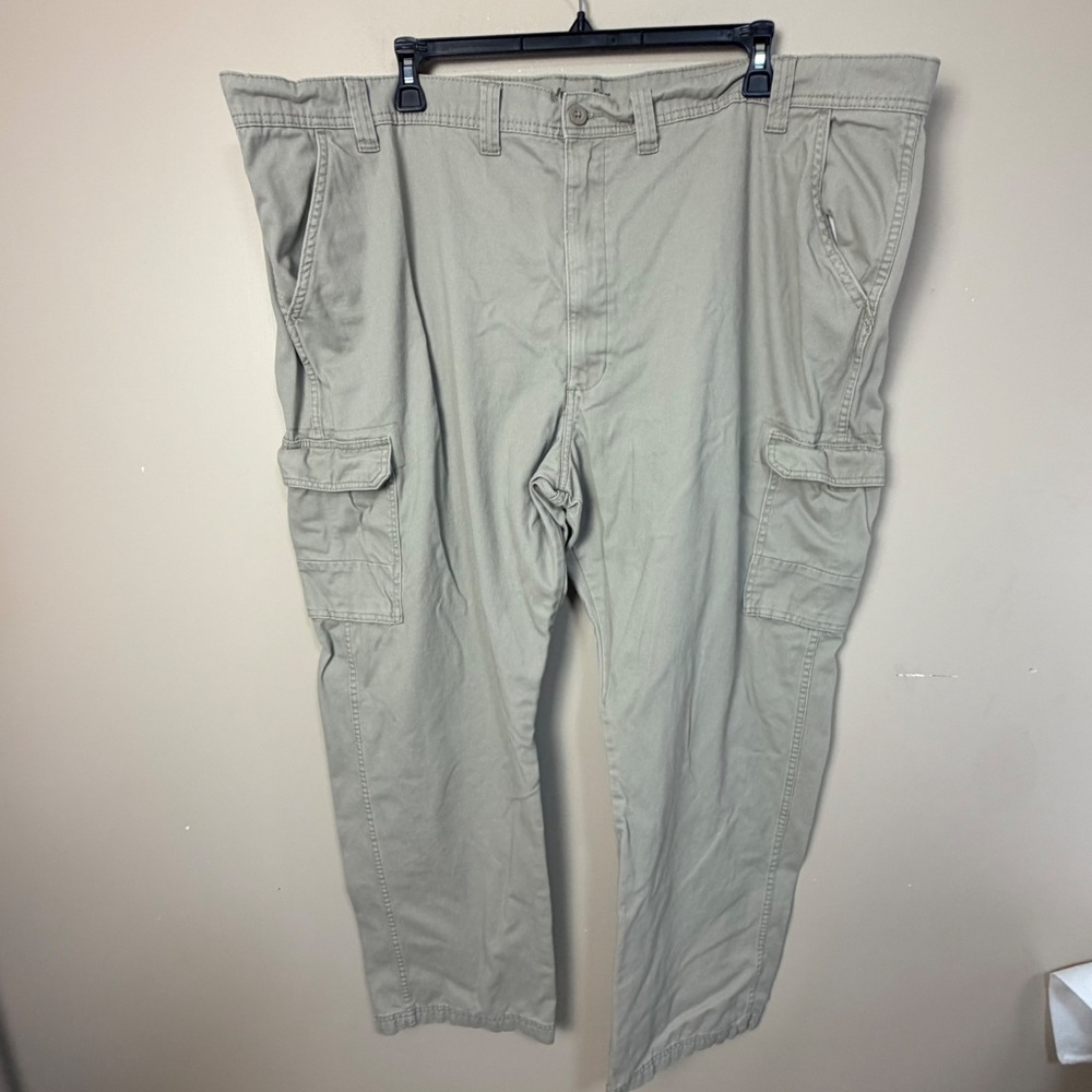 Wrangler Mens Cargo Pants 50x32 Tan Khaki Cotton Twill Multi Pocket 10MGW90BR